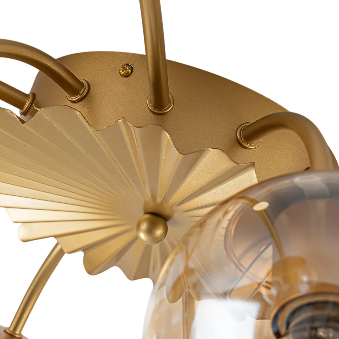 Retro Bloom 12-Light Amber Glass Bubble Semi Flush Chandelier