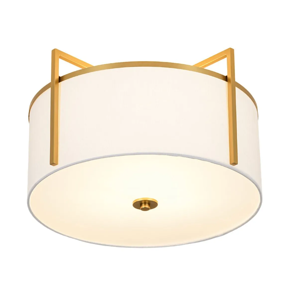 Retro Wide Drum Round Linen Cage Semi Flush Mount