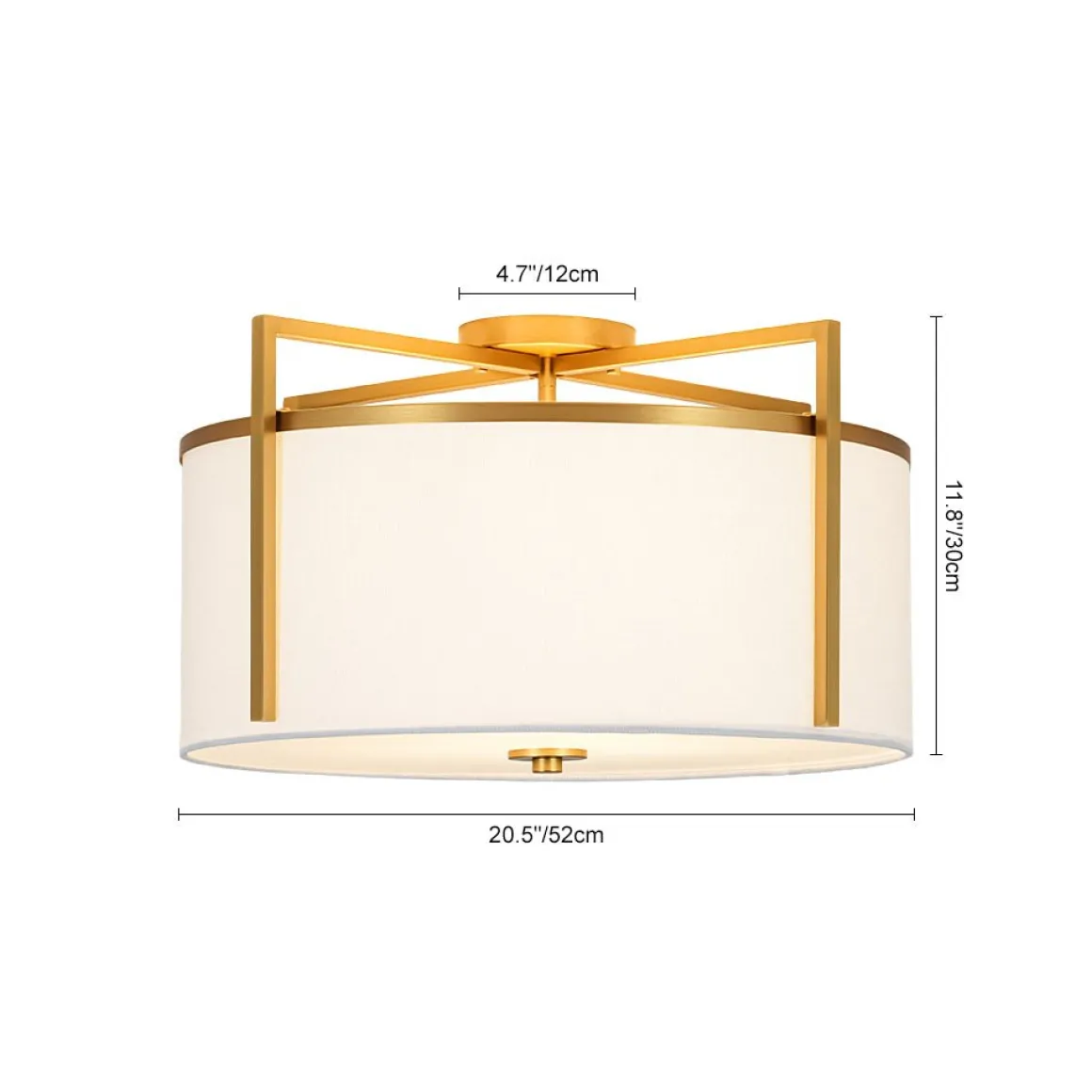 Retro Wide Drum Round Linen Cage Semi Flush Mount