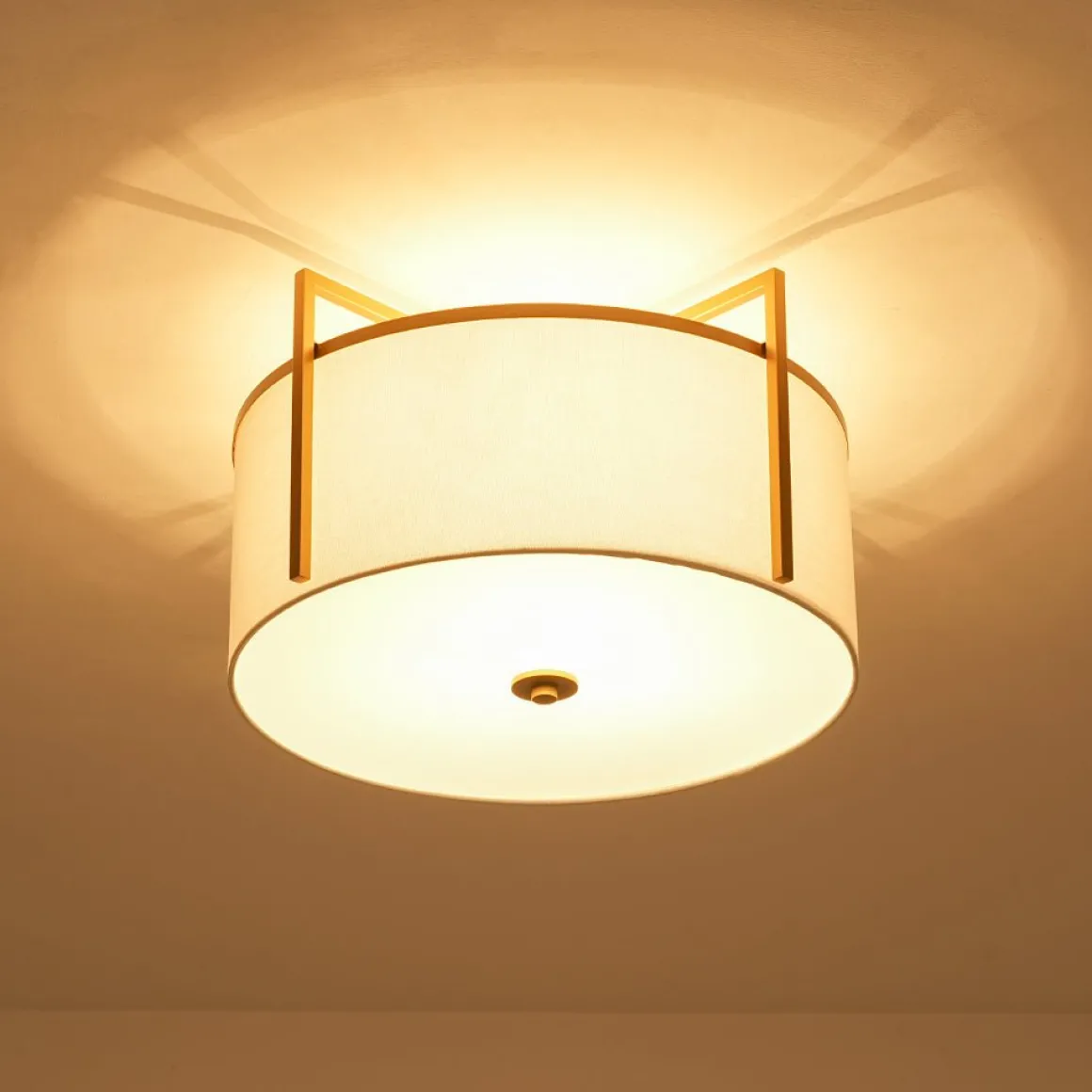 Retro Wide Drum Round Linen Cage Semi Flush Mount