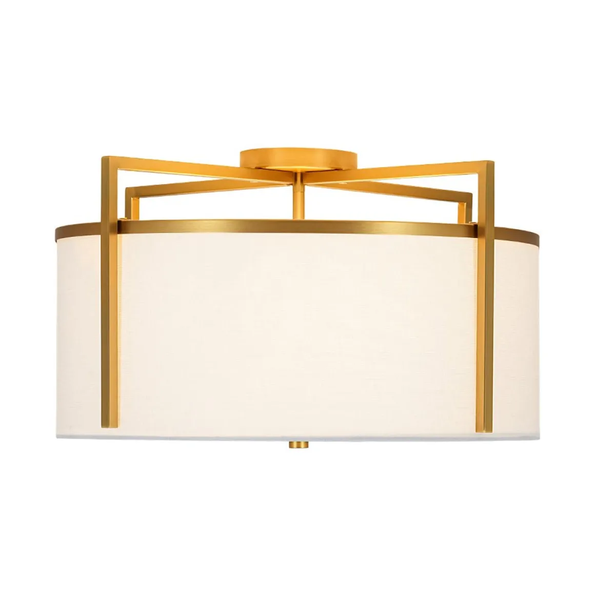 Retro Wide Drum Round Linen Cage Semi Flush Mount