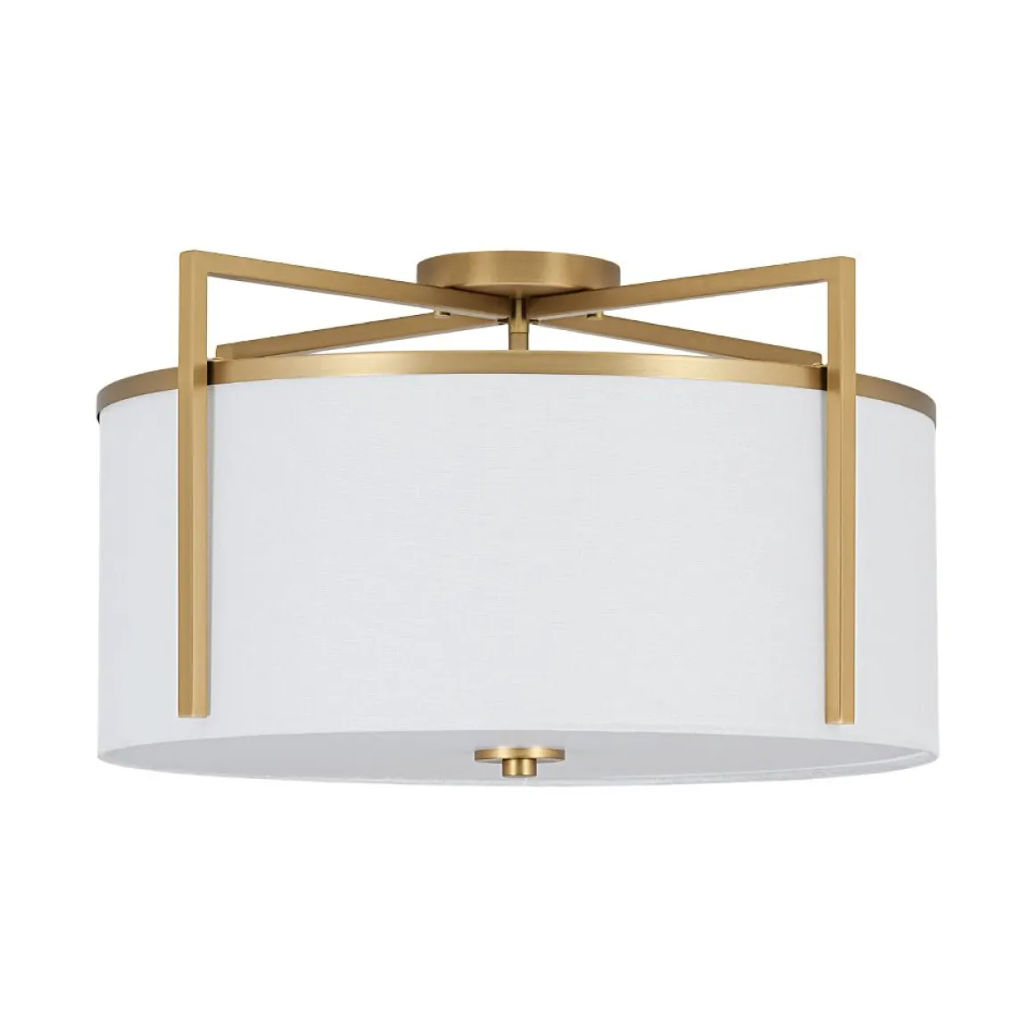 Retro Wide Drum Round Linen Cage Semi Flush Mount