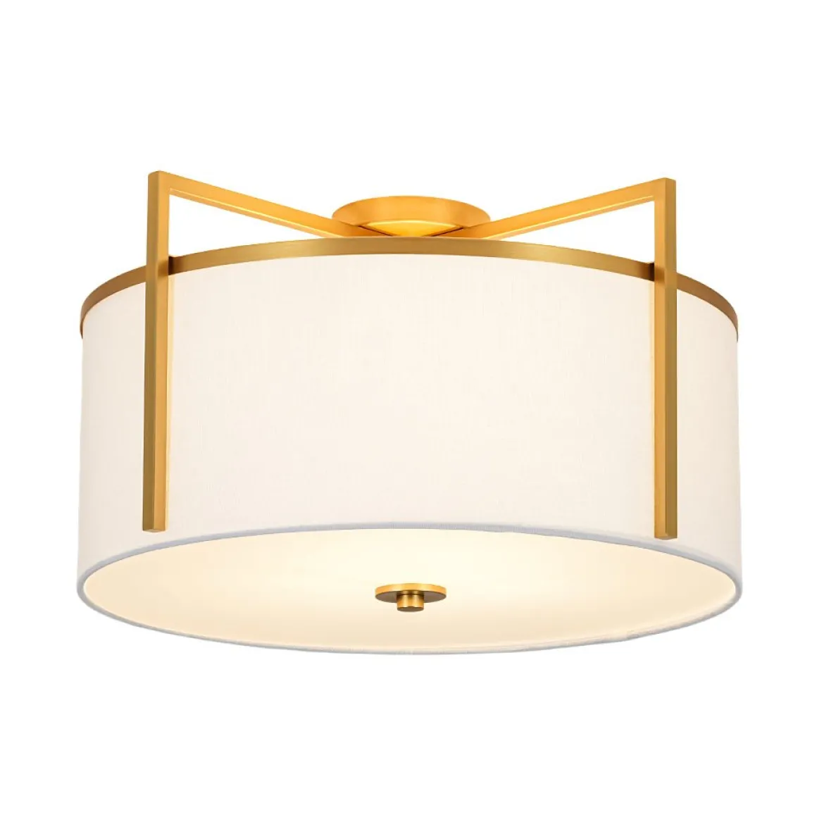 Retro Wide Drum Round Linen Cage Semi Flush Mount