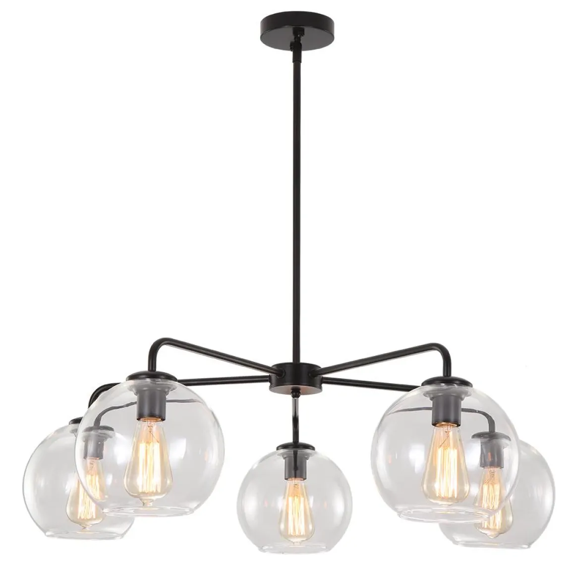 Round Globe Sputnik 5-light Chandelier Bubble Glass Design