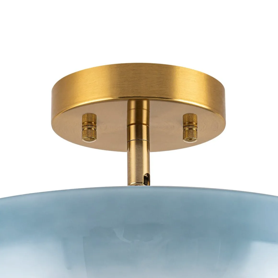 Round Gradient Blue Opal Art Glass Semi Flush Mount