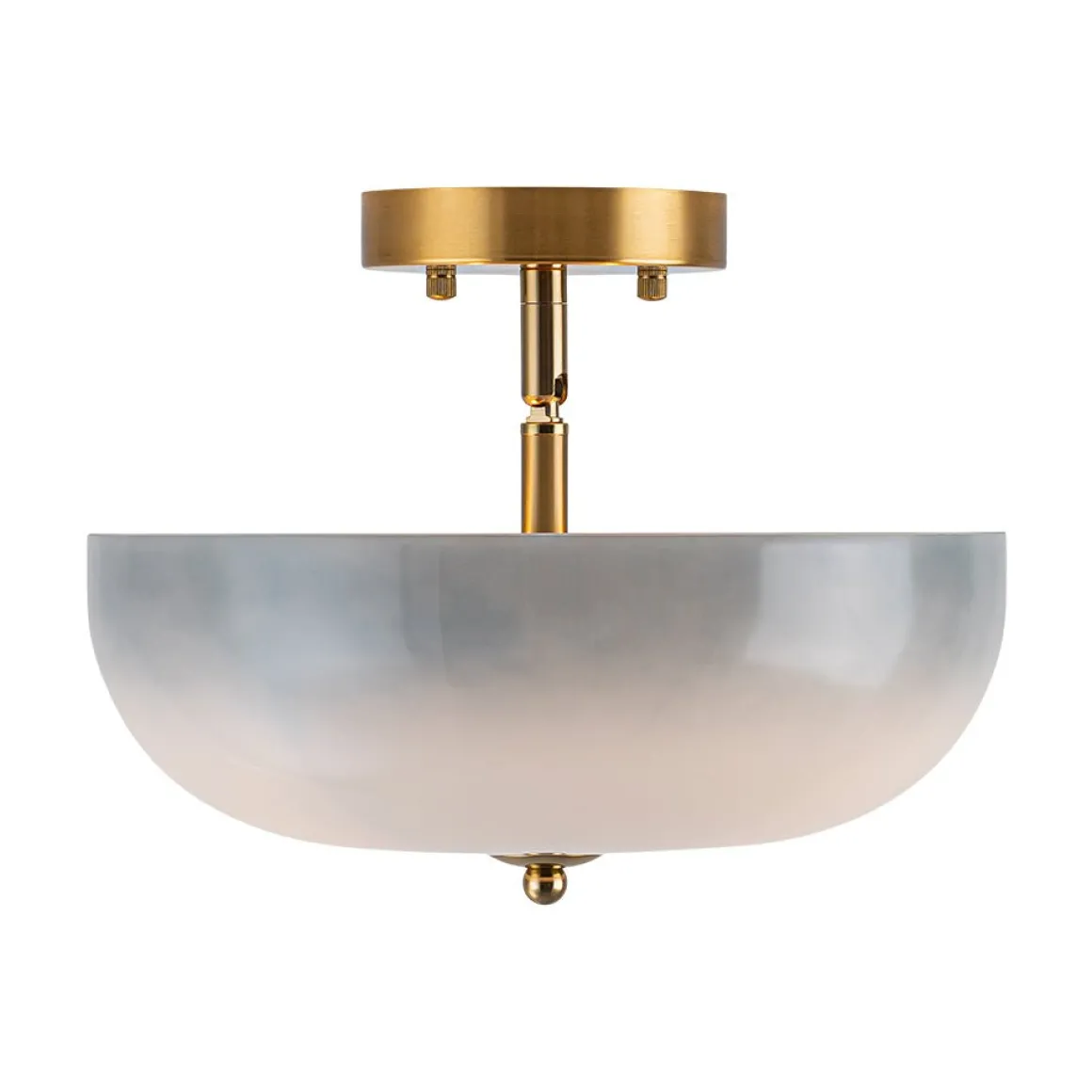 Round Gradient Blue Opal Art Glass Semi Flush Mount