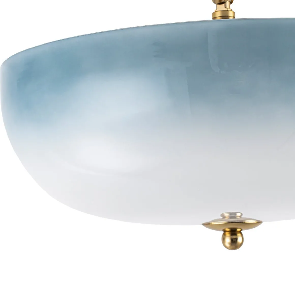 Round Gradient Blue Opal Art Glass Semi Flush Mount