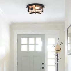 Round Hammered Glass Ceiling Light