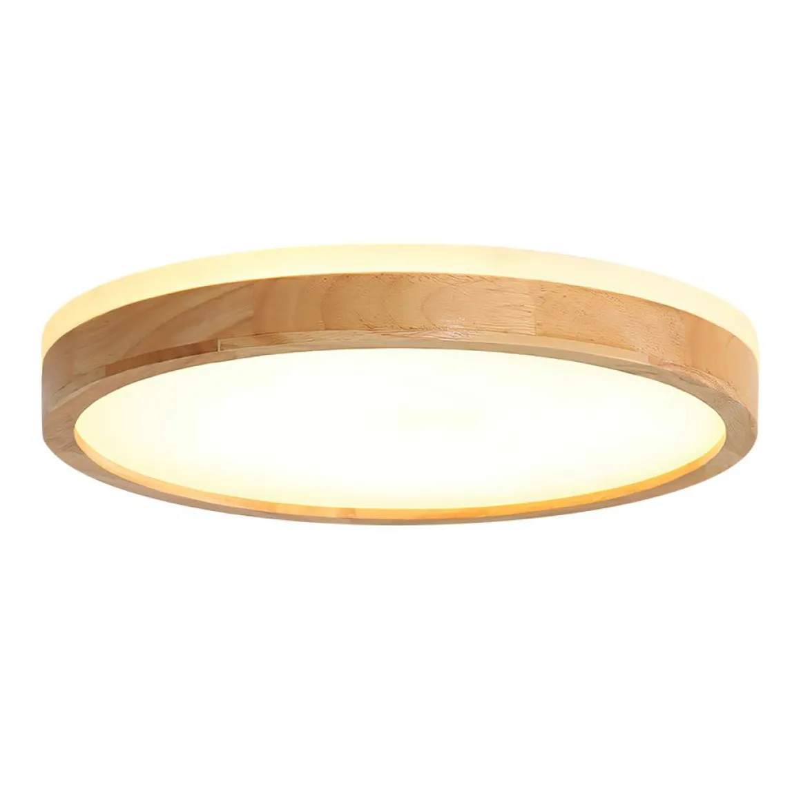 Round LED Wood Flush Mount Light