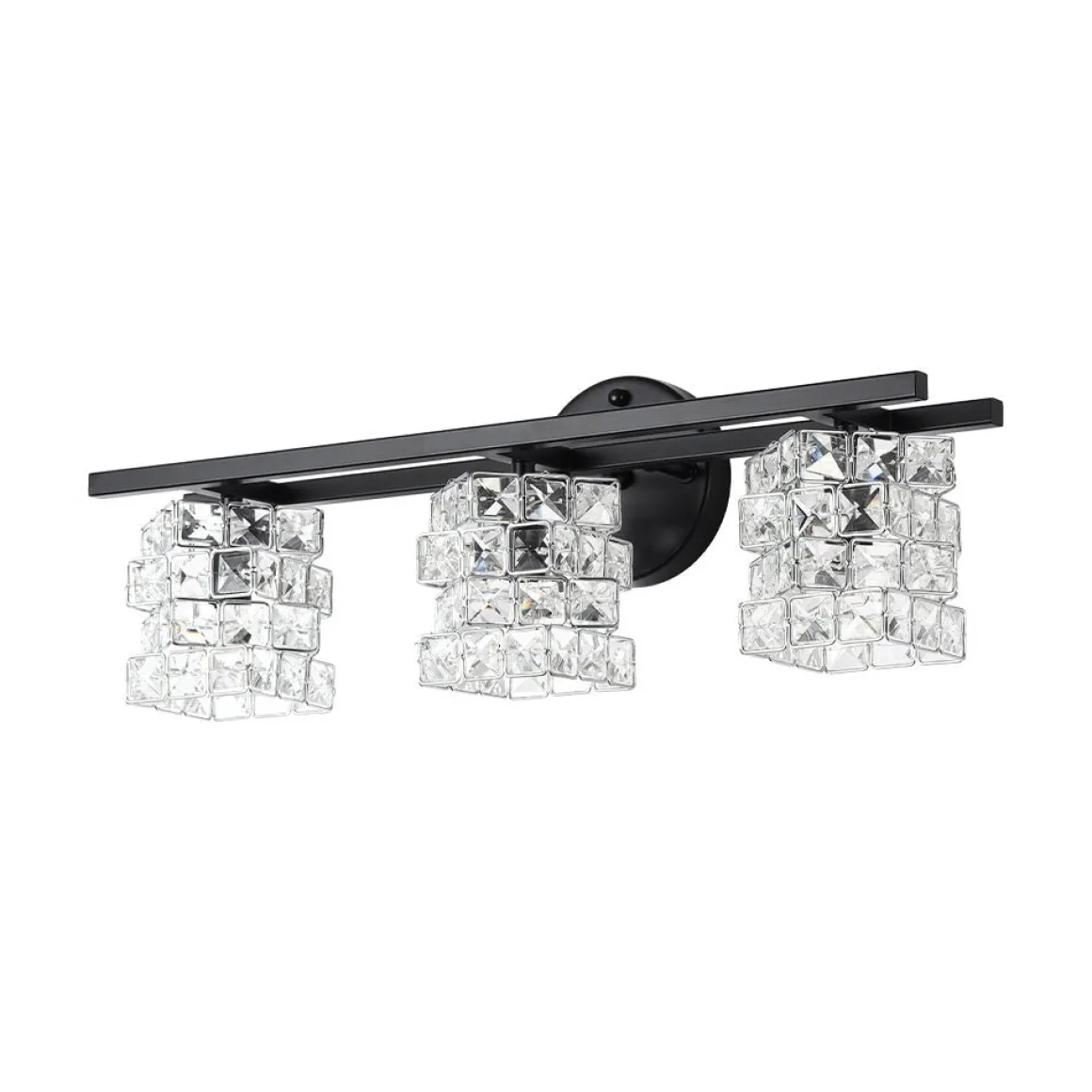 Rubik Cube Style Faceted Crystal Shade Vanity Wall Sconce