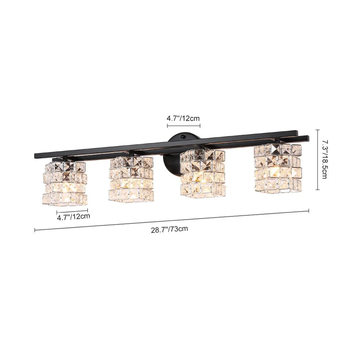 Rubik Cube Style Faceted Crystal Shade Vanity Wall Sconce