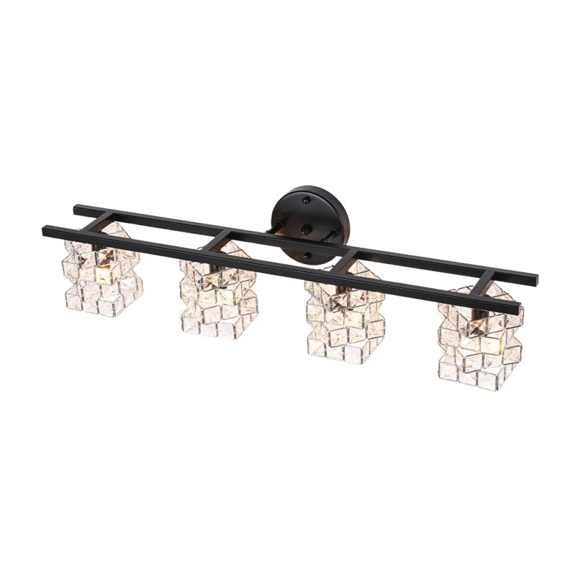 Rubik Cube Style Faceted Crystal Shade Vanity Wall Sconce