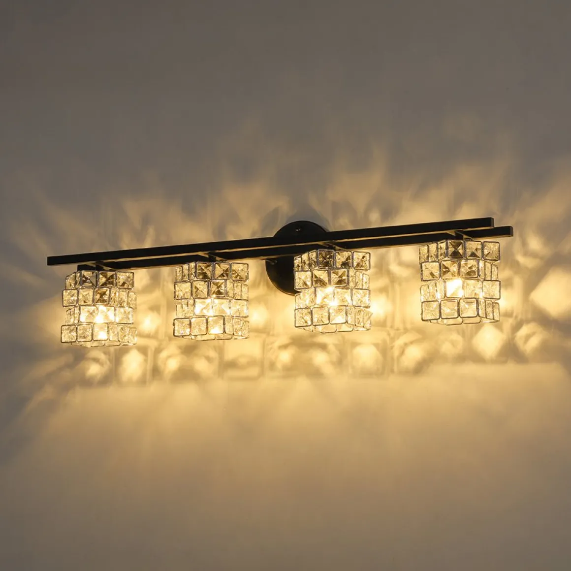 Rubik Cube Style Faceted Crystal Shade Vanity Wall Sconce