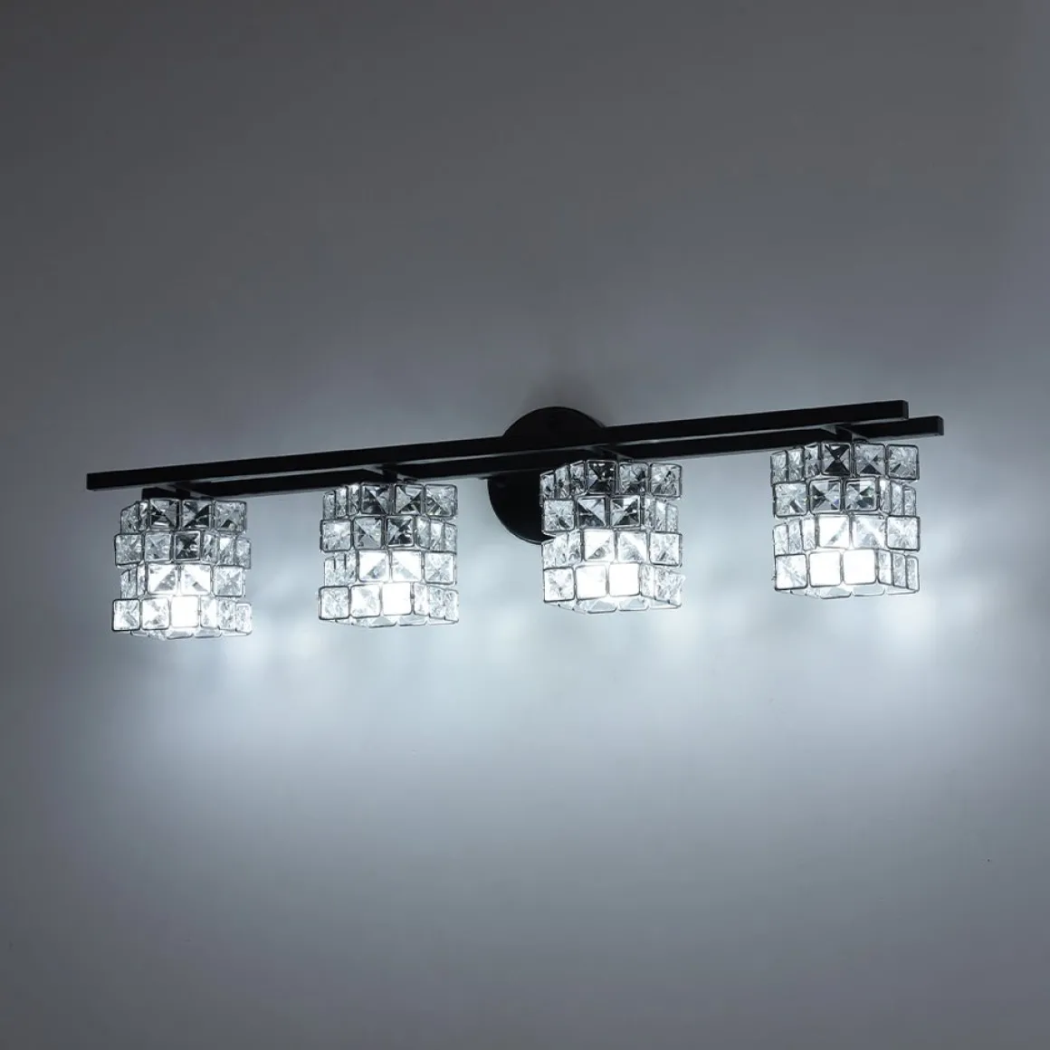 Rubik Cube Style Faceted Crystal Shade Vanity Wall Sconce