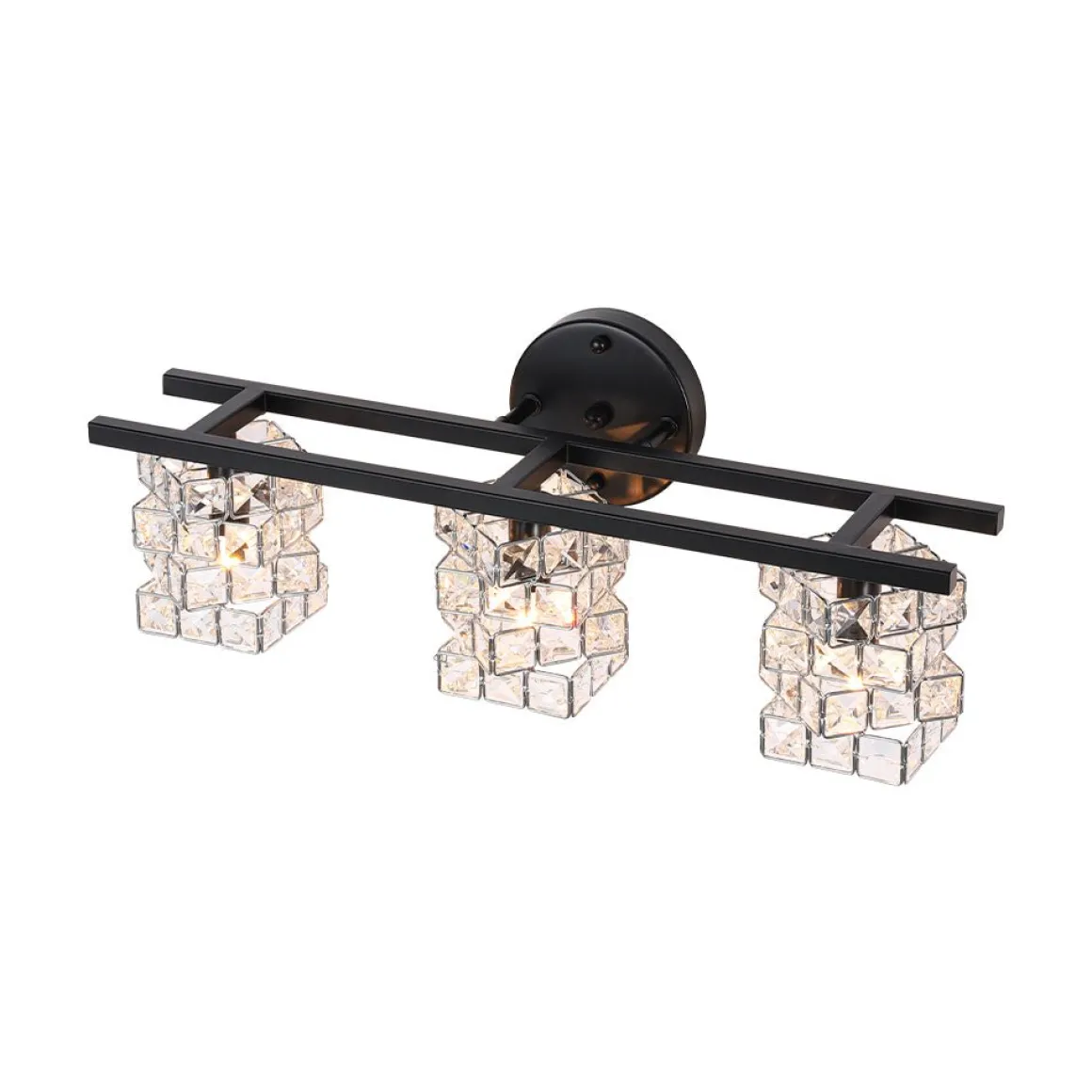 Rubik Cube Style Faceted Crystal Shade Vanity Wall Sconce
