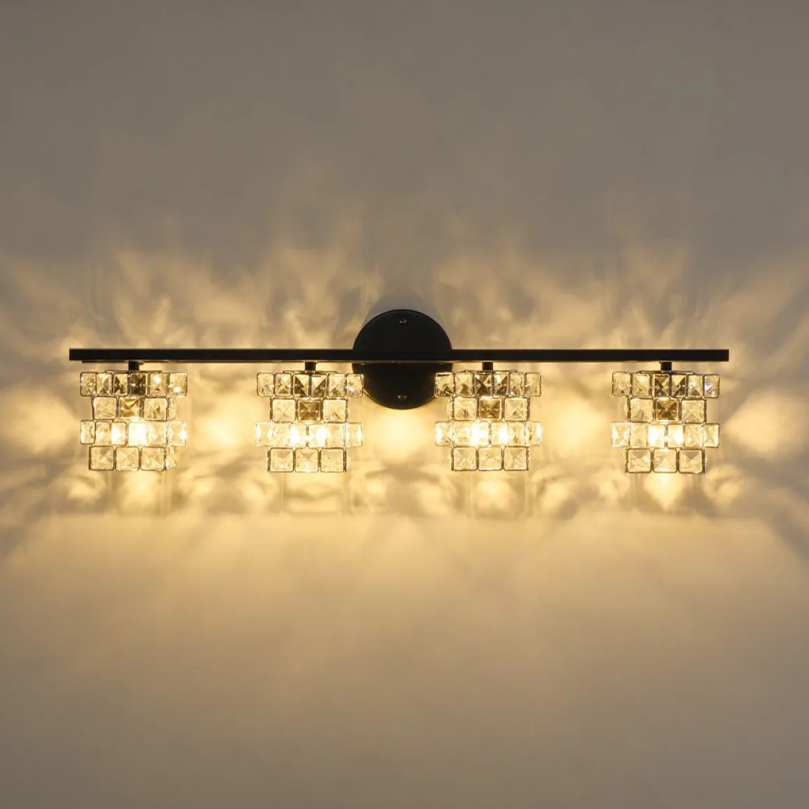 Rubik Cube Style Faceted Crystal Shade Vanity Wall Sconce