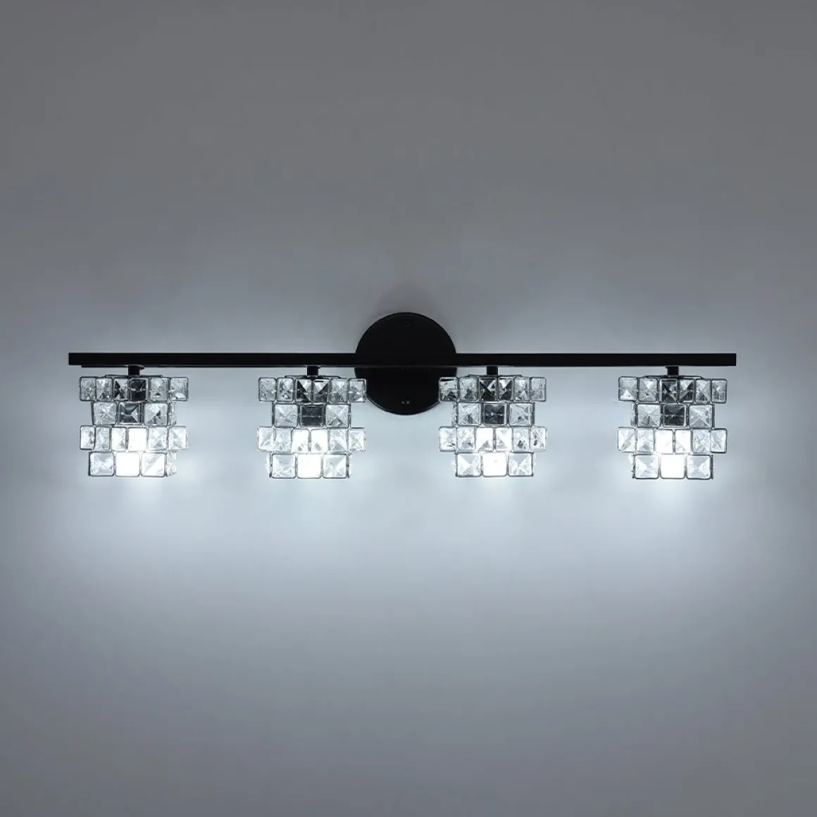 Rubik Cube Style Faceted Crystal Shade Vanity Wall Sconce
