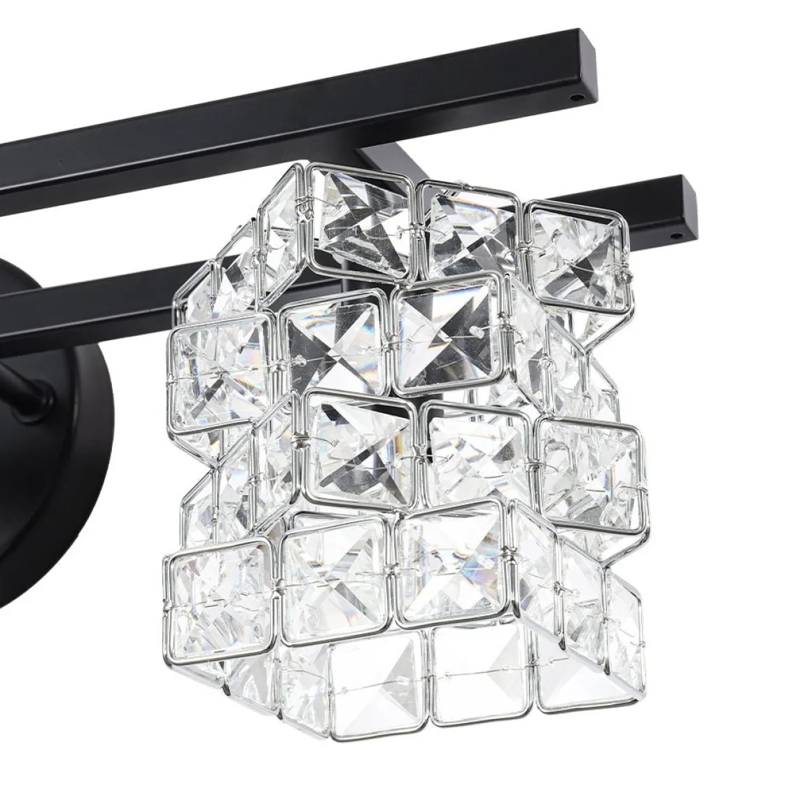Rubik Cube Style Faceted Crystal Shade Vanity Wall Sconce