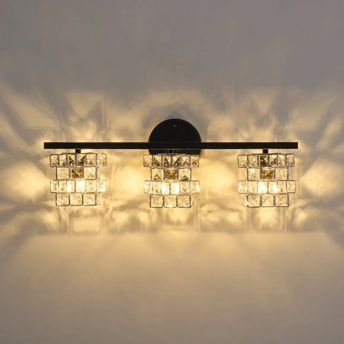 Rubik Cube Style Faceted Crystal Shade Vanity Wall Sconce