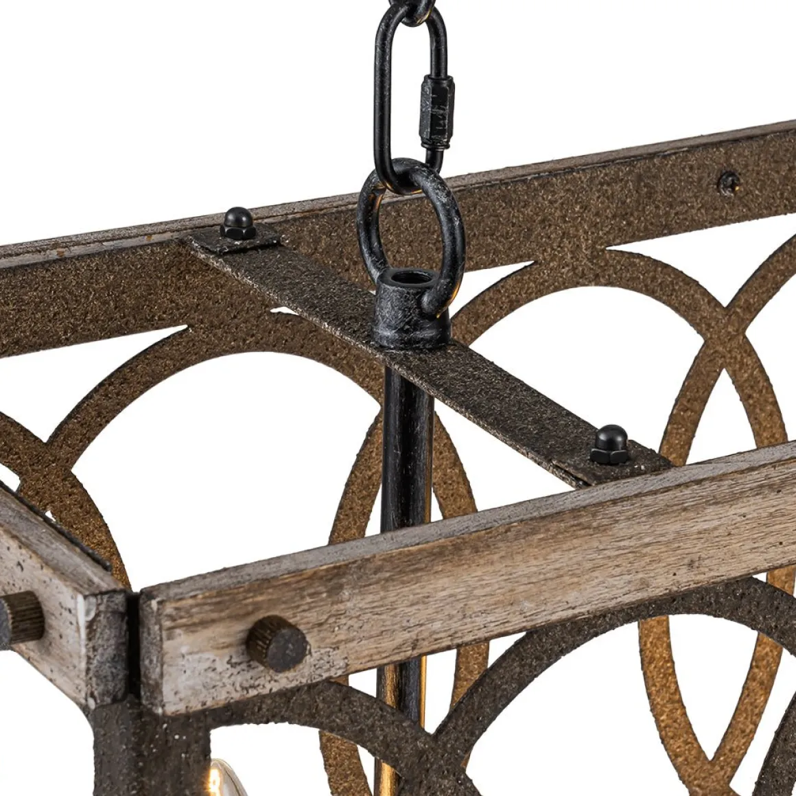 Rustic Aged Wooden Rectangle Box Kitchen Island Pendant