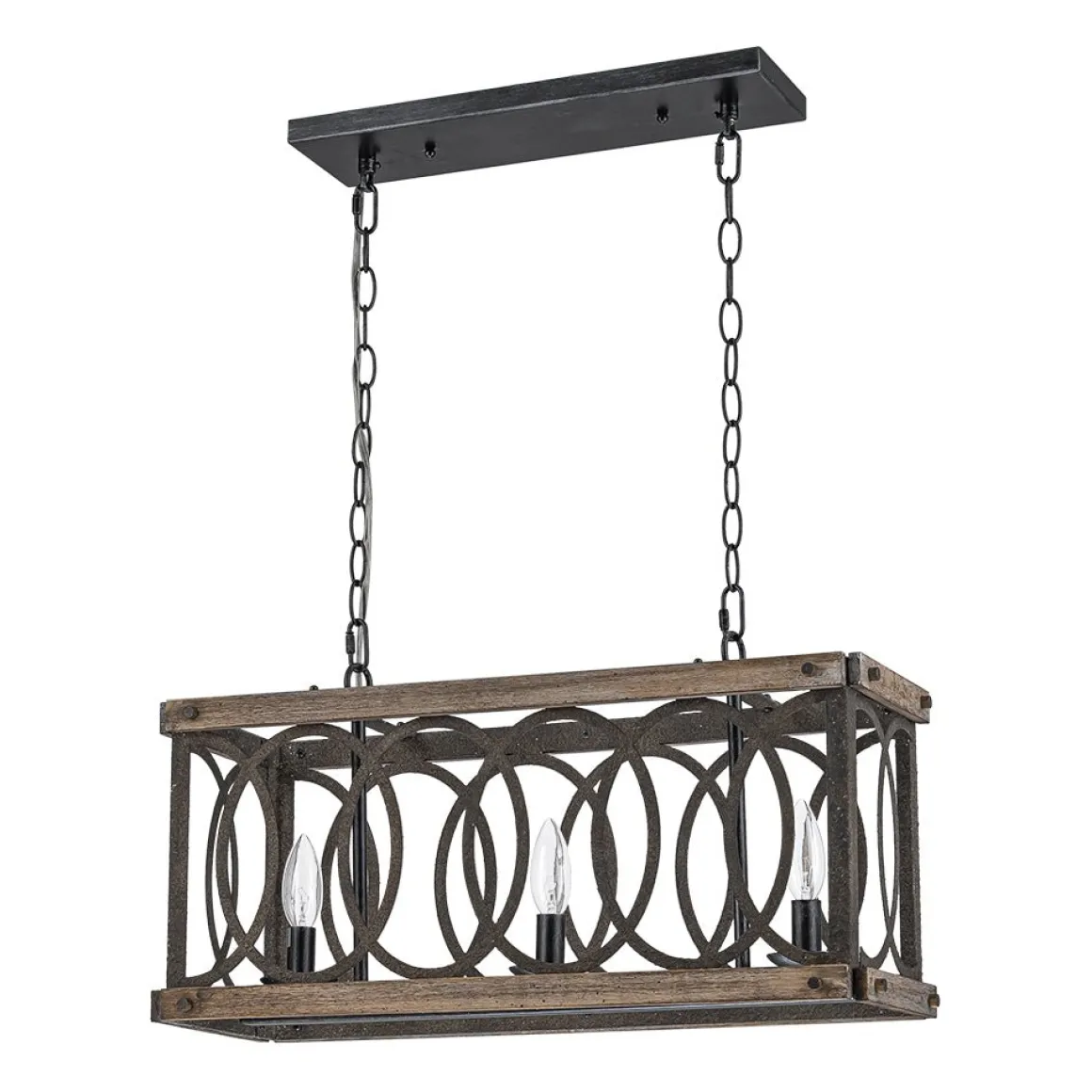 Rustic Aged Wooden Rectangle Box Kitchen Island Pendant