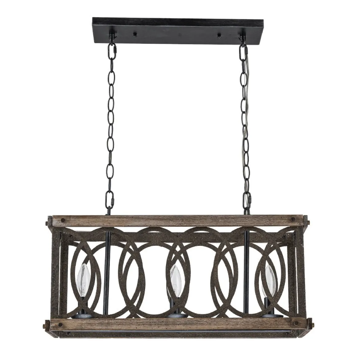 Rustic Aged Wooden Rectangle Box Kitchen Island Pendant