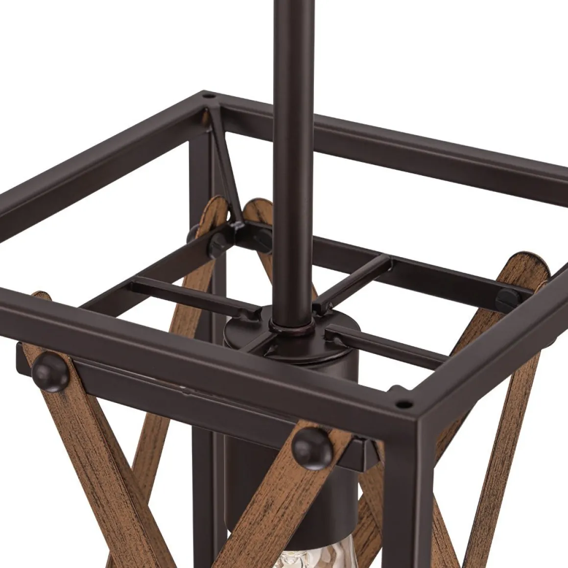 Rustic Industrial 1-Light Square Cross Cage Pendant Light