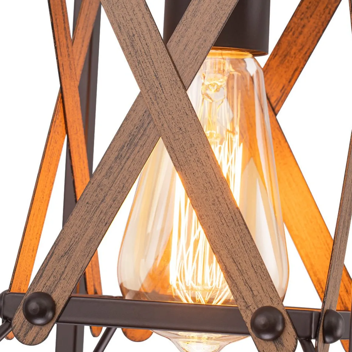 Rustic Industrial 1-Light Square Cross Cage Pendant Light