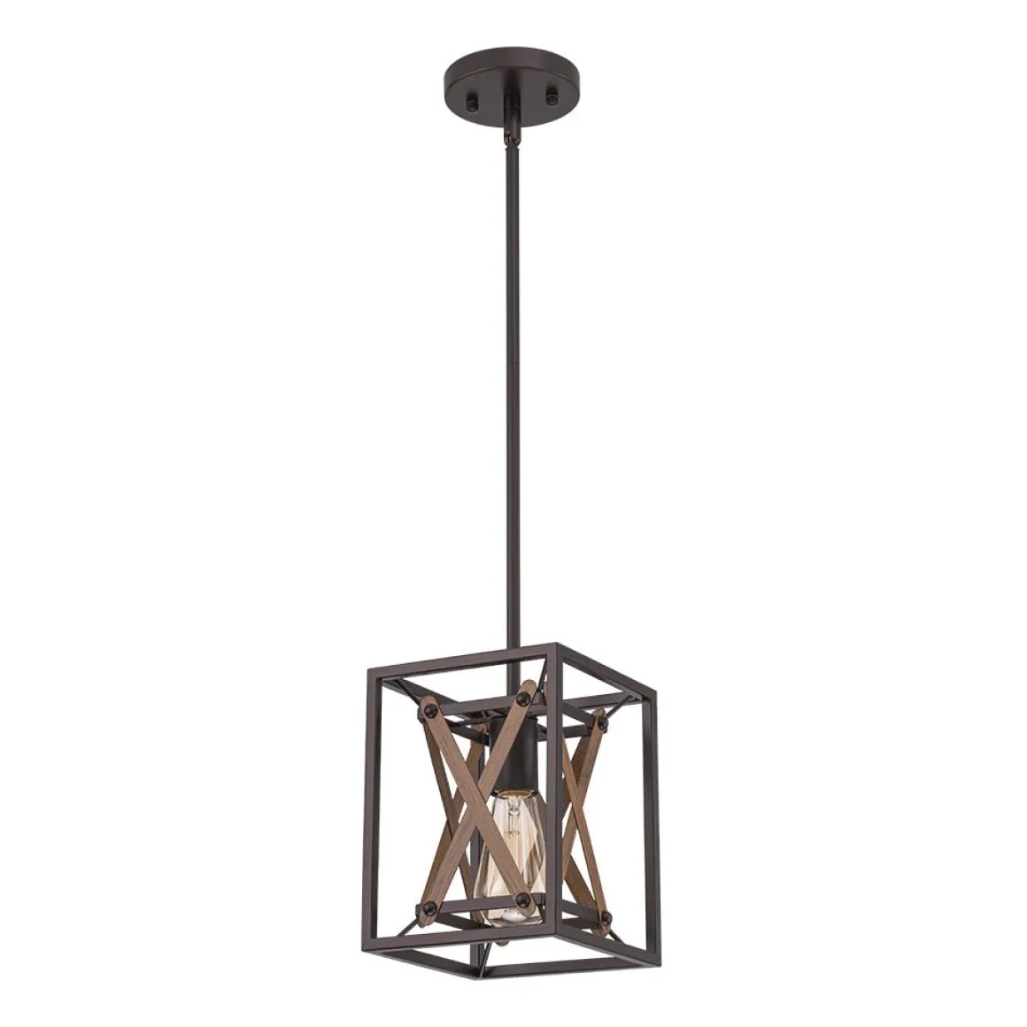 Rustic Industrial 1-Light Square Cross Cage Pendant Light