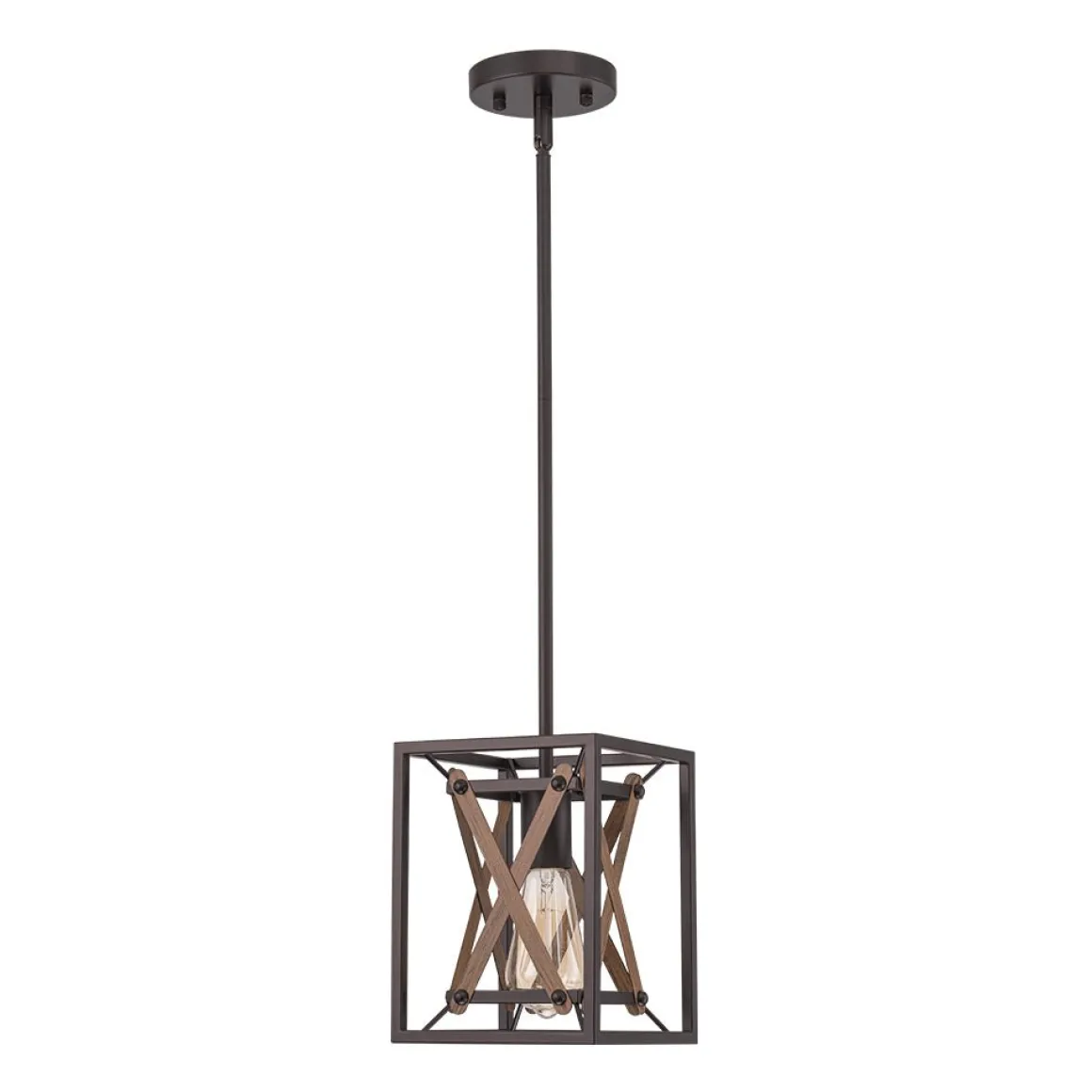 Rustic Industrial 1-Light Square Cross Cage Pendant Light