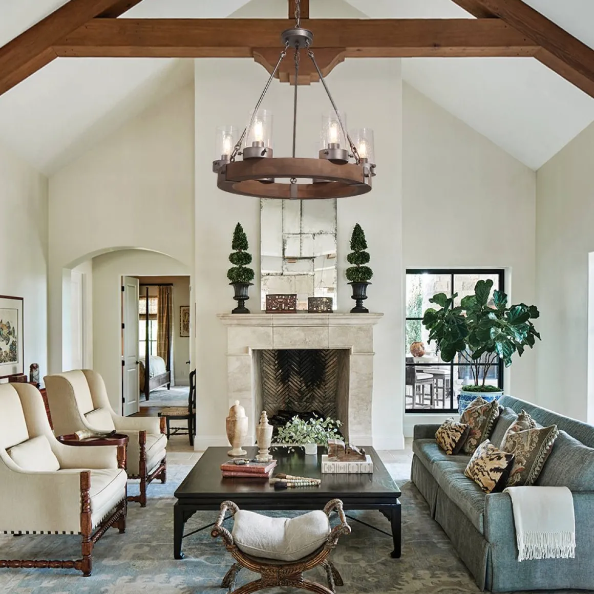 Rustic 6-Light Wagon Wheel Chandelier