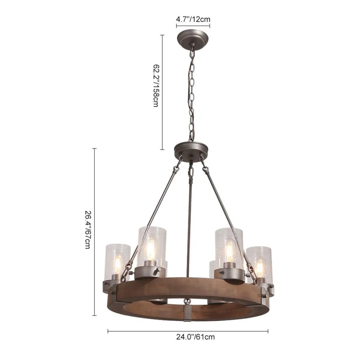 Rustic 6-Light Wagon Wheel Chandelier