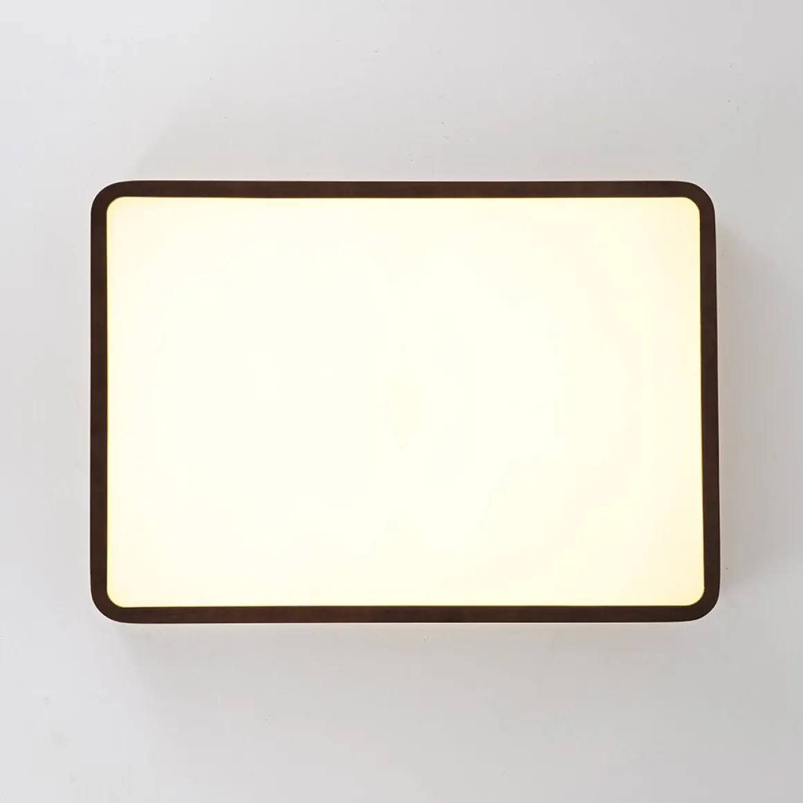 Rustic Rectangle Walnut Wooden Dimmable LED Flush Mount