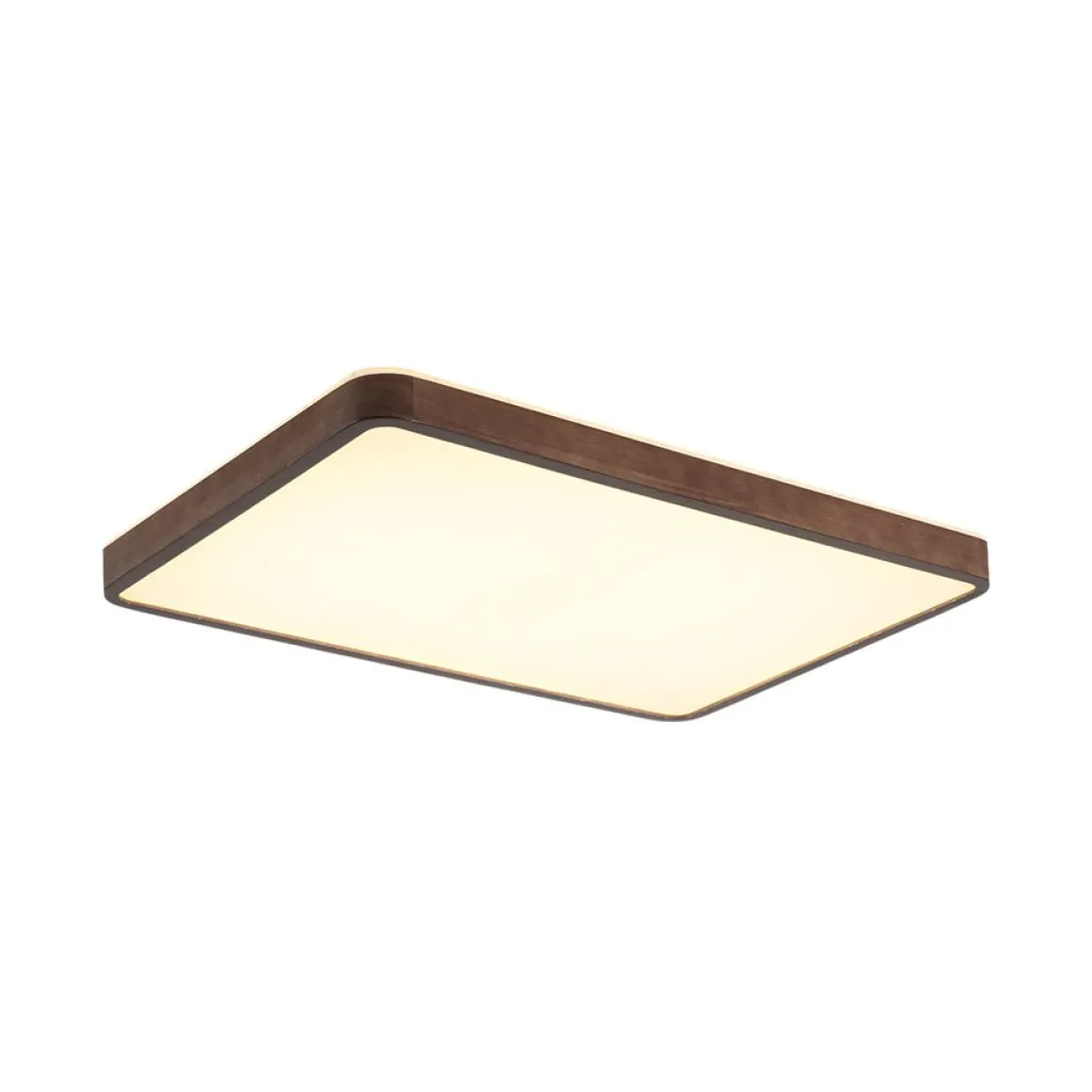 Rustic Rectangle Walnut Wooden Dimmable LED Flush Mount