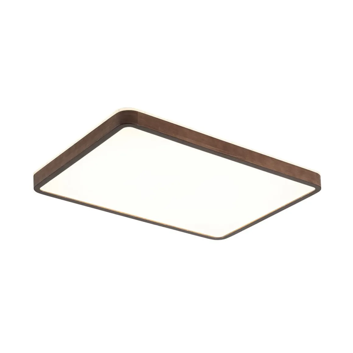 Rustic Rectangle Walnut Wooden Dimmable LED Flush Mount