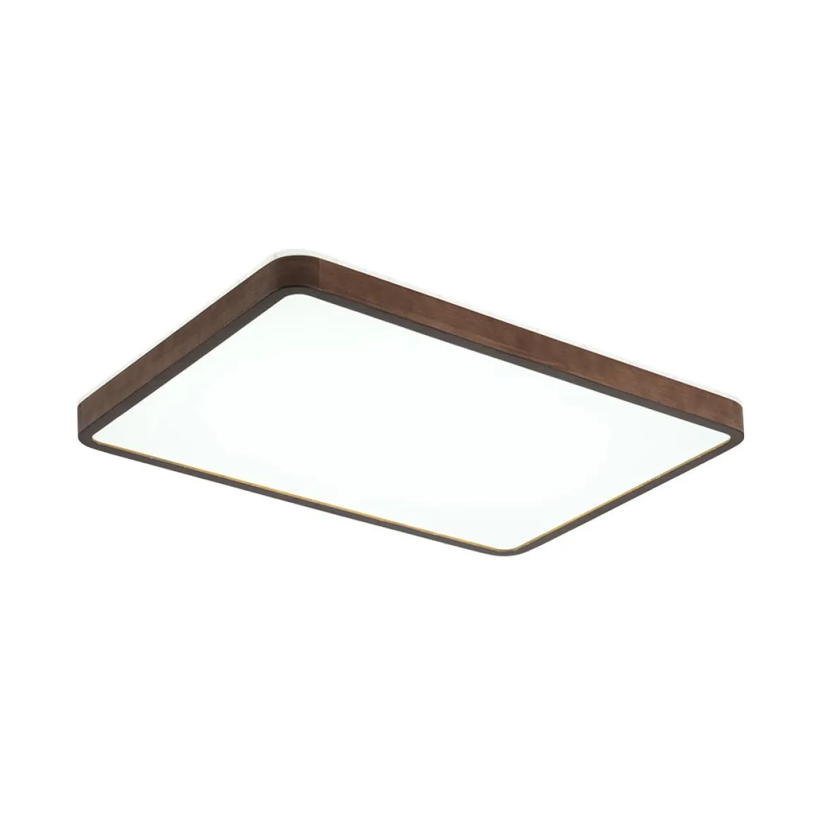 Rustic Rectangle Walnut Wooden Dimmable LED Flush Mount