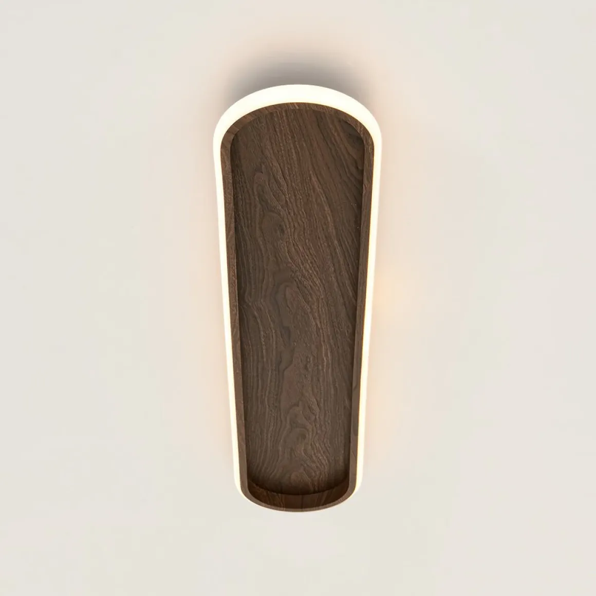 Rustic Walnut Wood Dimmable LED Oval Ring Flush Mount Light