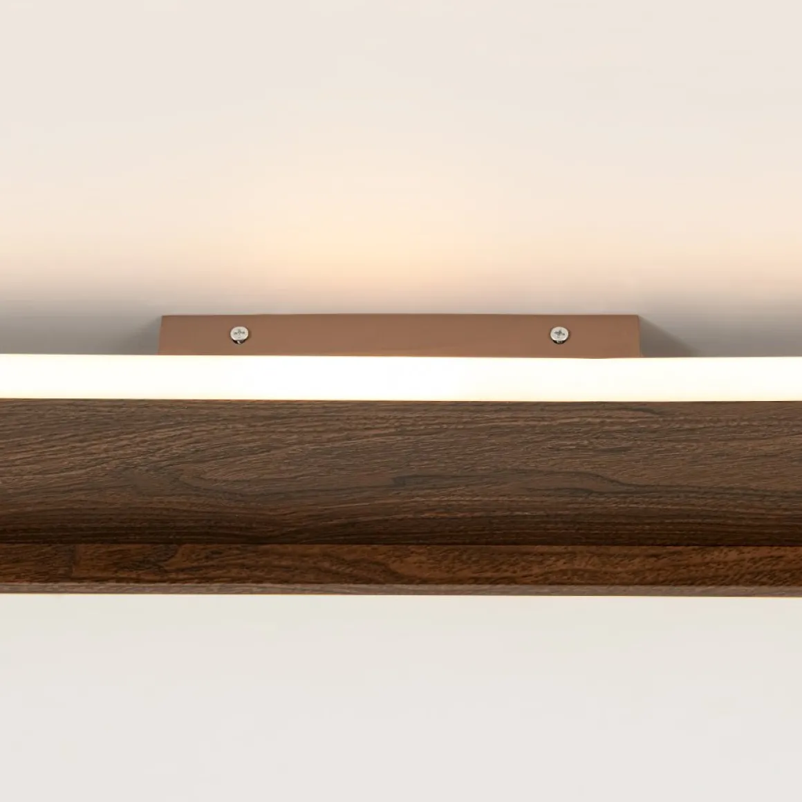 Rustic Walnut Wood Dimmable LED Oval Ring Flush Mount Light