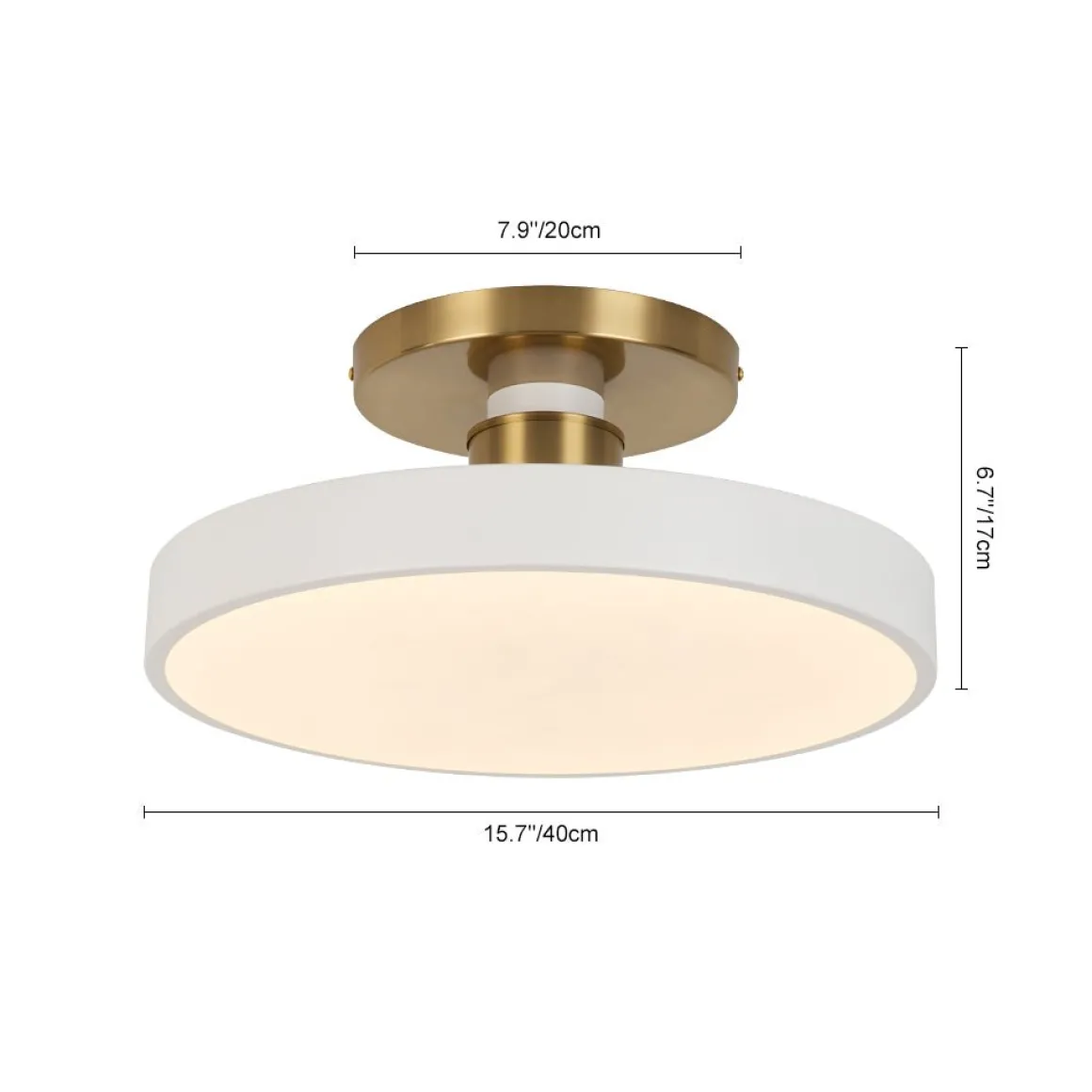 Scandinavian Brass White Round Dimmable LED Semi Flush Light