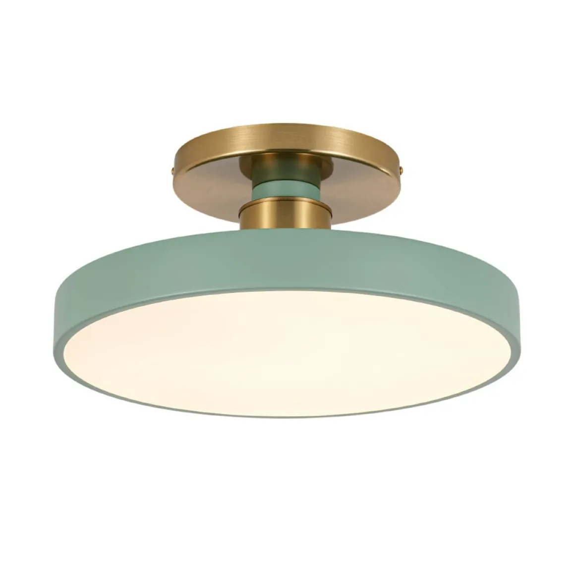 Scandinavian Brass White Round Dimmable LED Semi Flush Light