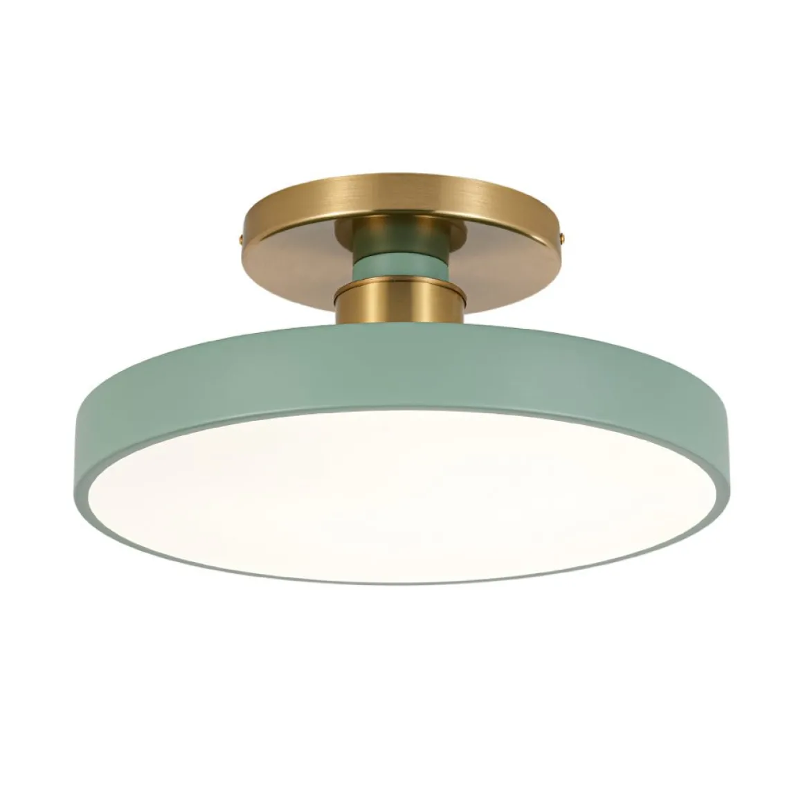 Scandinavian Brass White Round Dimmable LED Semi Flush Light