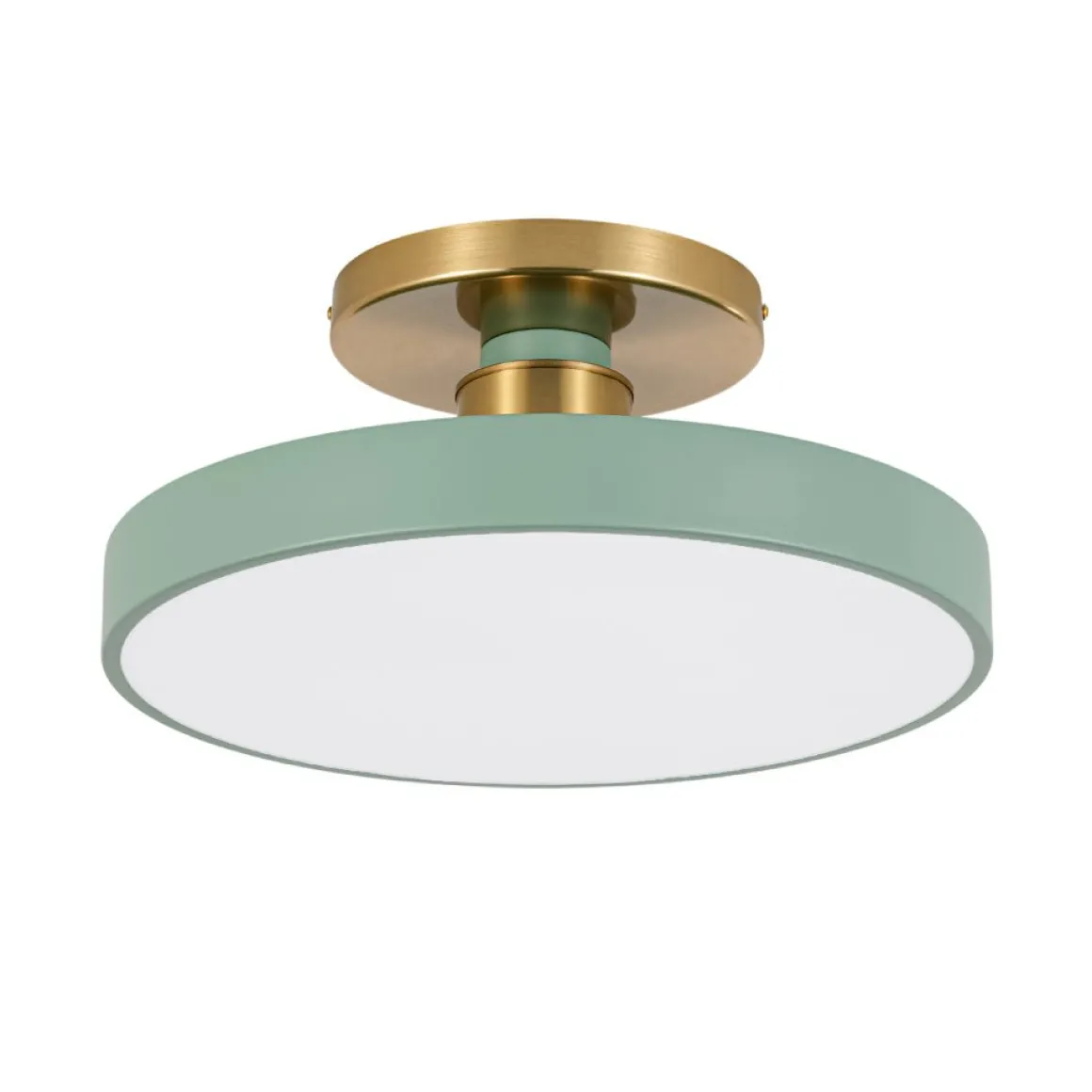Scandinavian Brass White Round Dimmable LED Semi Flush Light