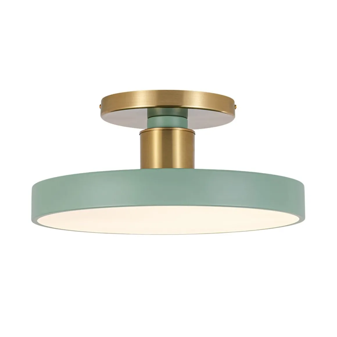 Scandinavian Brass White Round Dimmable LED Semi Flush Light