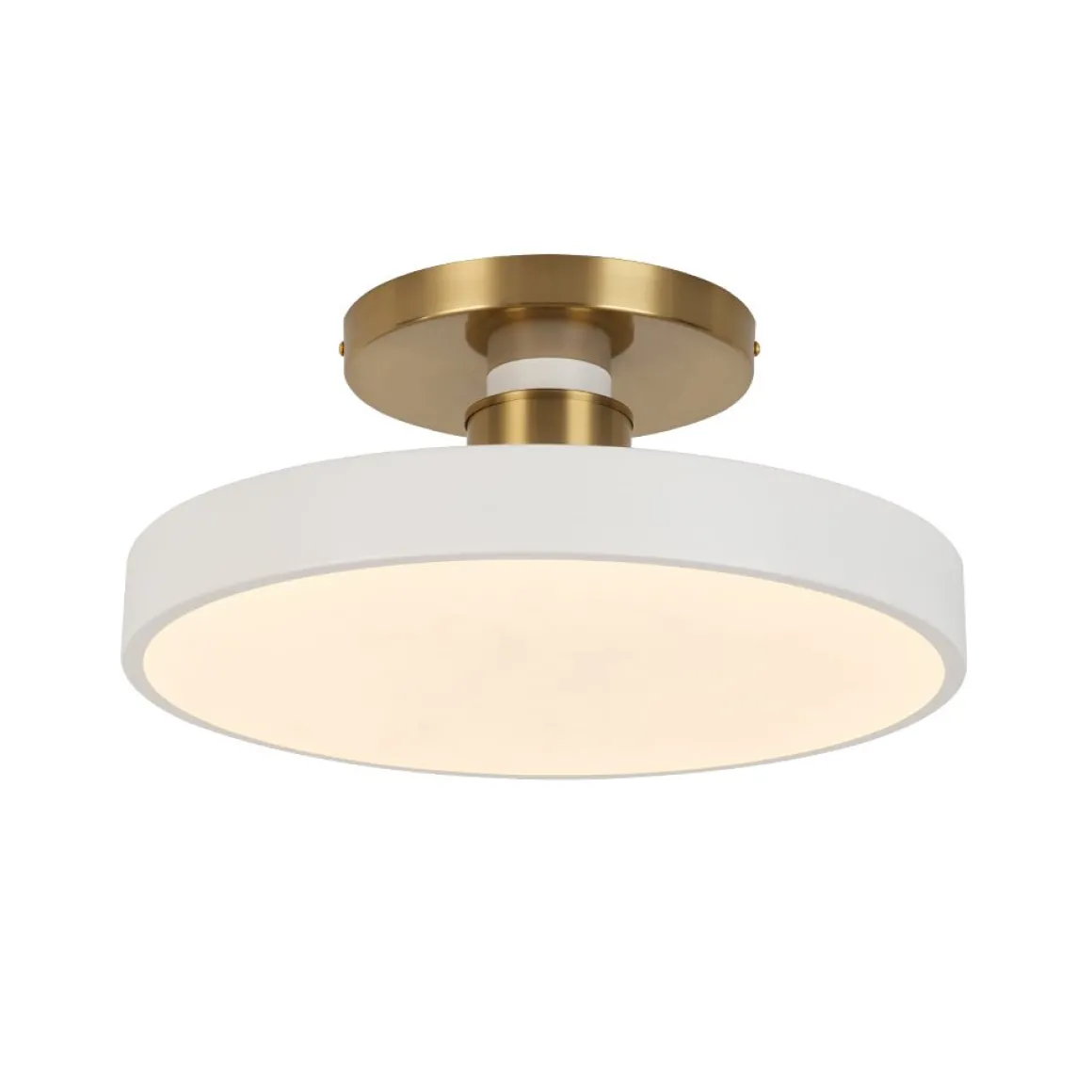 Scandinavian Brass White Round Dimmable LED Semi Flush Light