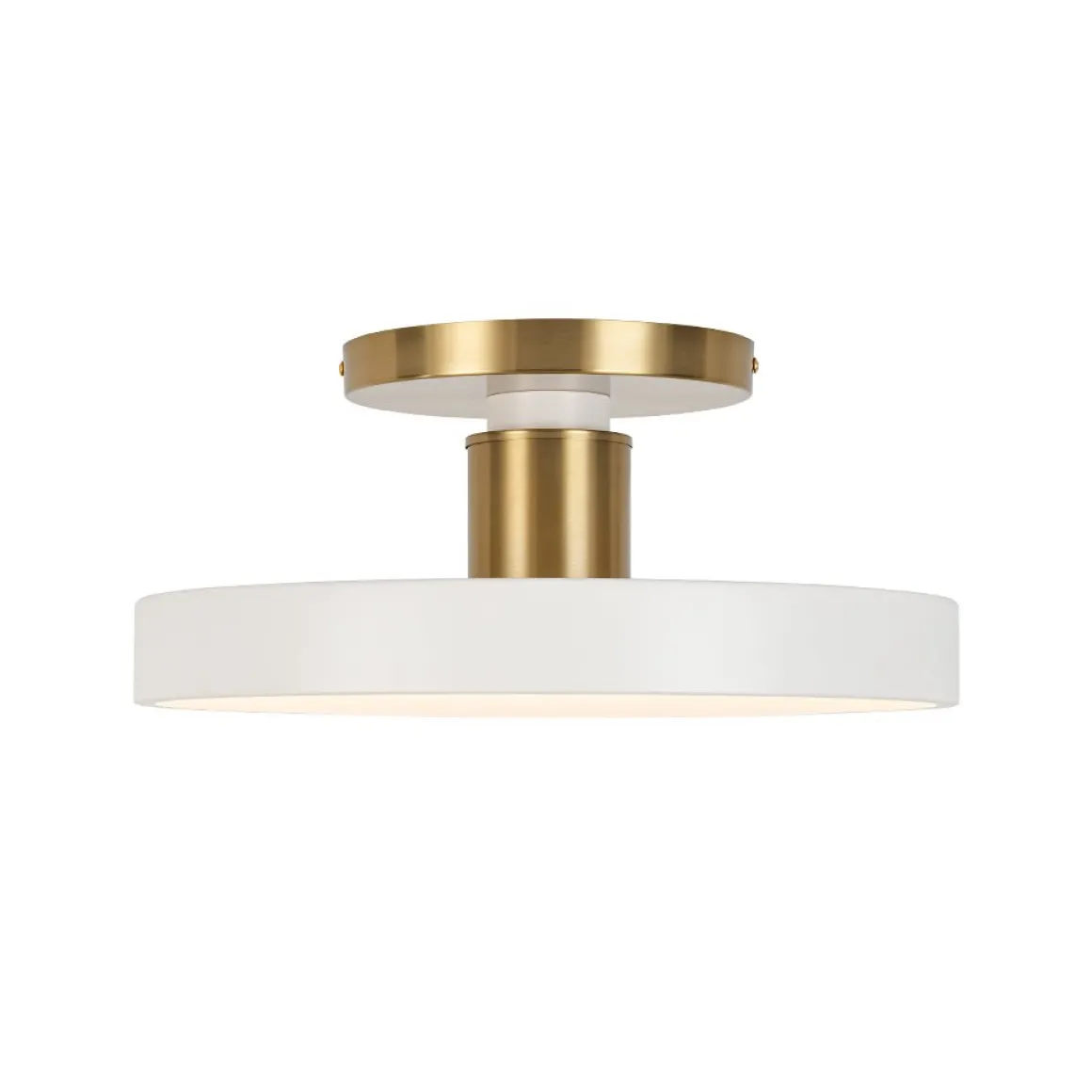Scandinavian Brass White Round Dimmable LED Semi Flush Light