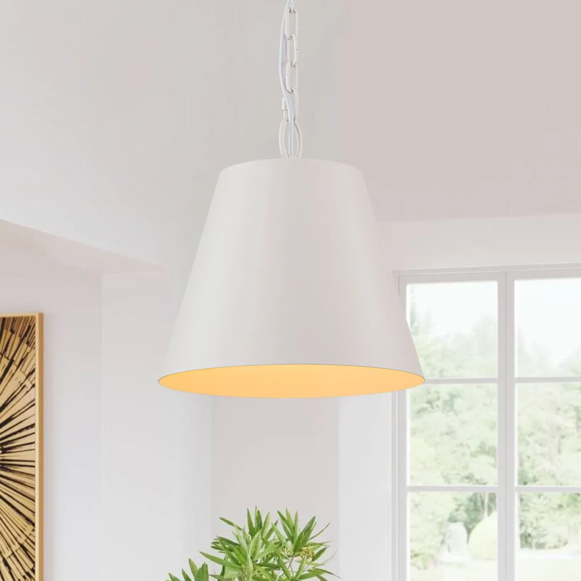 Scandinavian 1-Light Geometric White Kitchen Pendant Light