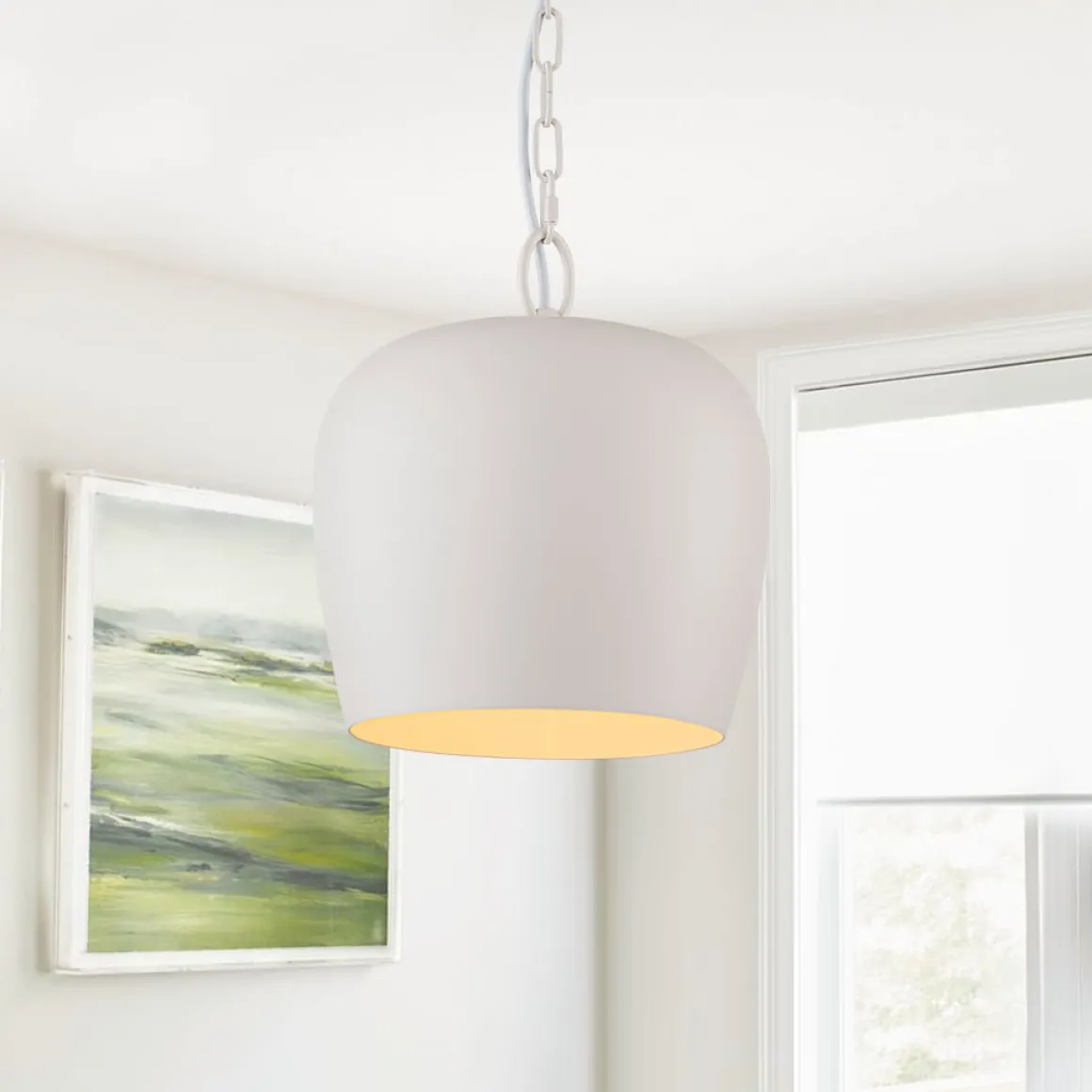 Scandinavian 1-Light Geometric White Kitchen Pendant Light