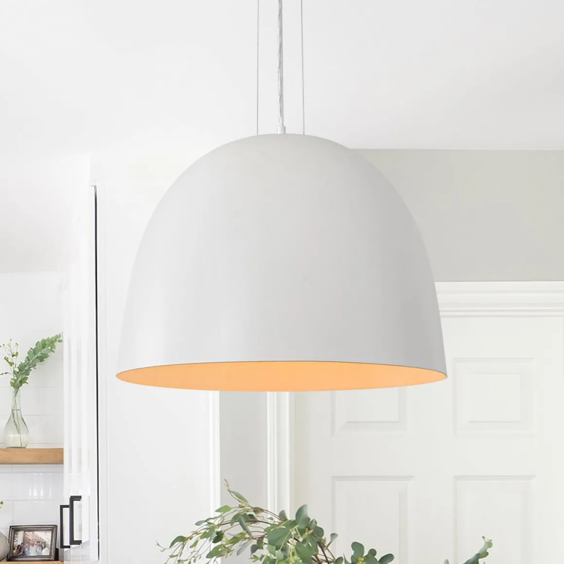 Scandinavian Oversized Iron White Bell Dome Pendant Light