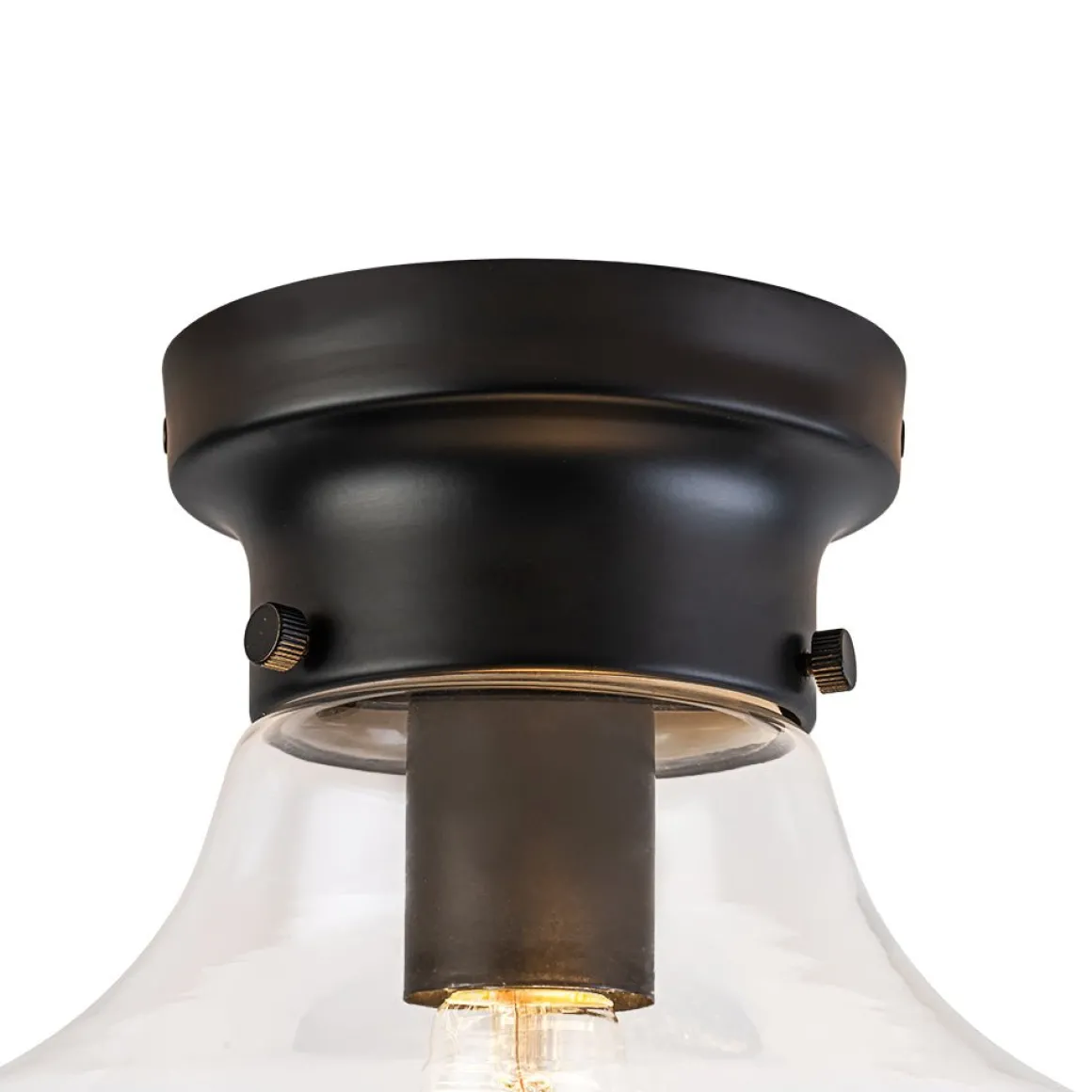 Schoolhouse 1-light Round Clear Glass Shade Semi Flush Mount