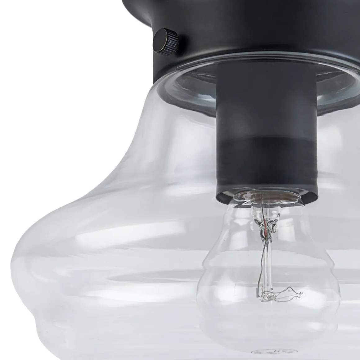 Schoolhouse 1-light Round Clear Glass Shade Semi Flush Mount